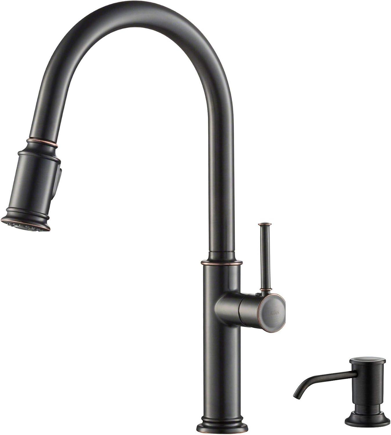 Oil Rubbed Bronze Pull-Down Kitchen Faucet with Soap Dispenser