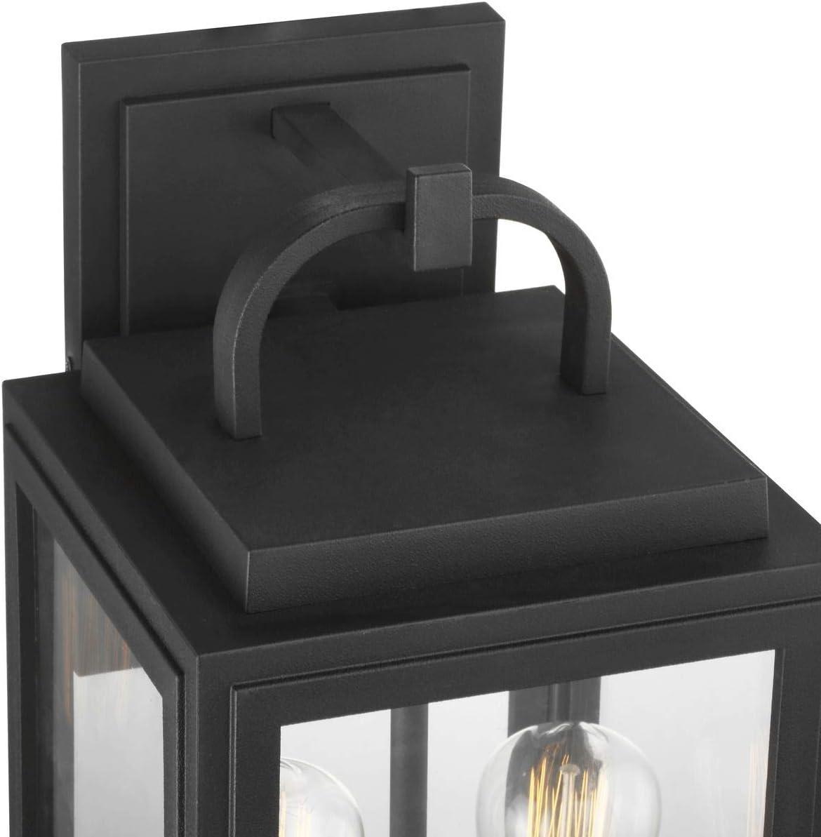 Progress Lighting Grandbury 2-Light Outdoor Hanging Lantern in Black, Clear Glass Panels, DURASHIELD Material