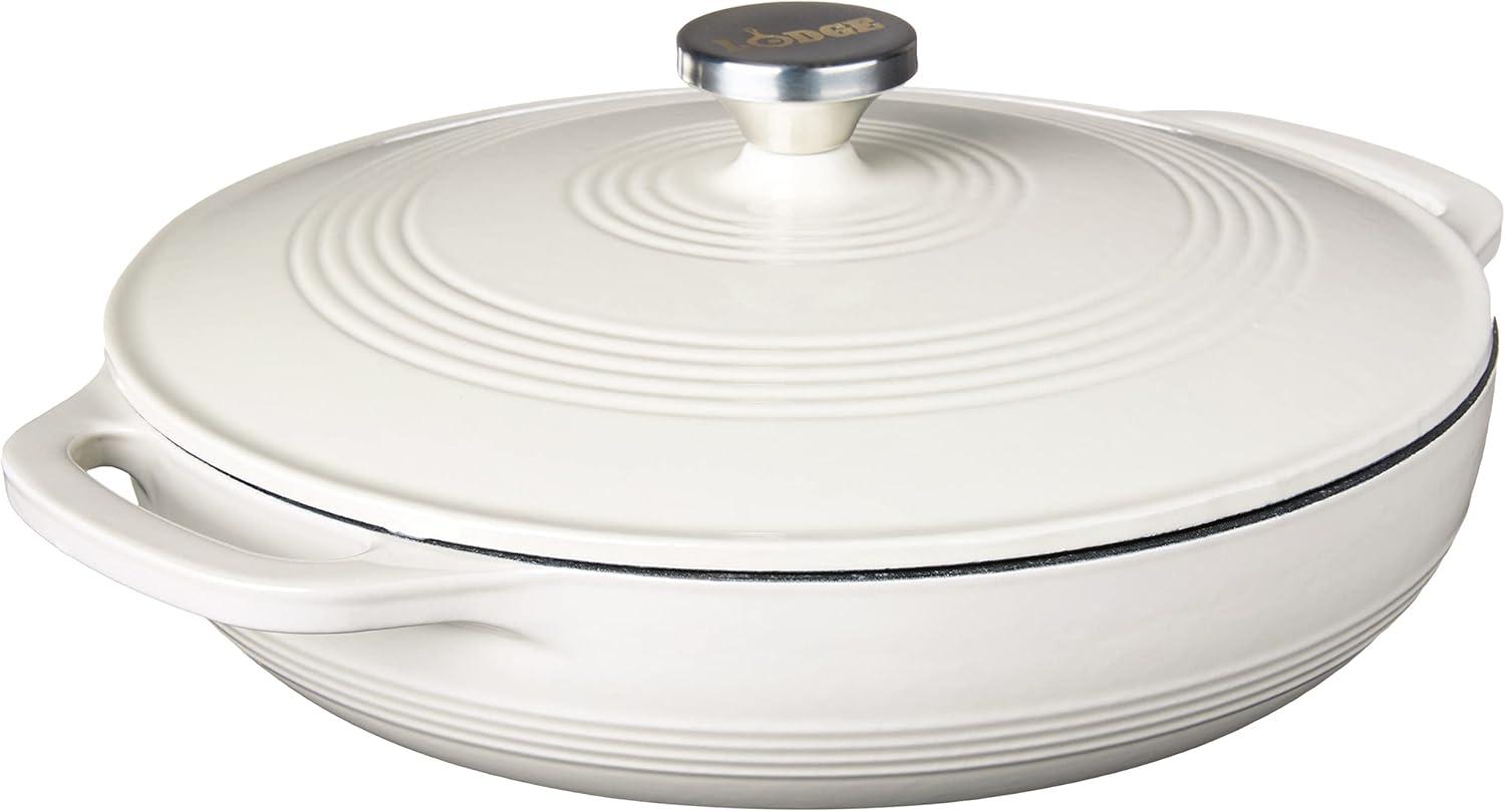 Oyster White 3.6 Quart Enameled Cast Iron Casserole with Lid