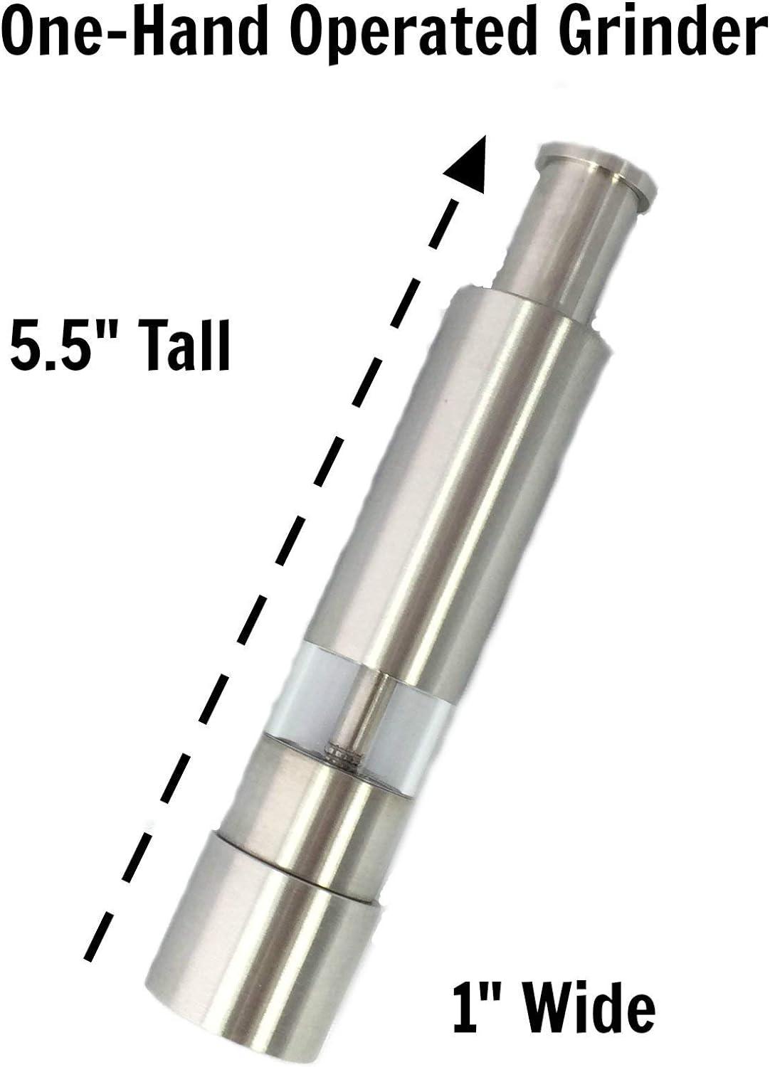 Red Stainless Steel One-Handed Salt and Pepper Grinder