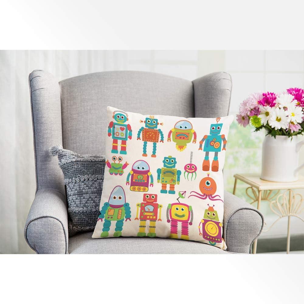 EKOBLA Watercolor Cactus Throw Pillow Cover Green Plants Succulent on Desert Exotic Blossom Cozy Square Cushion Case for Men Women Boys Girls Room Home Decor Cotton Linen 18x18 Inch