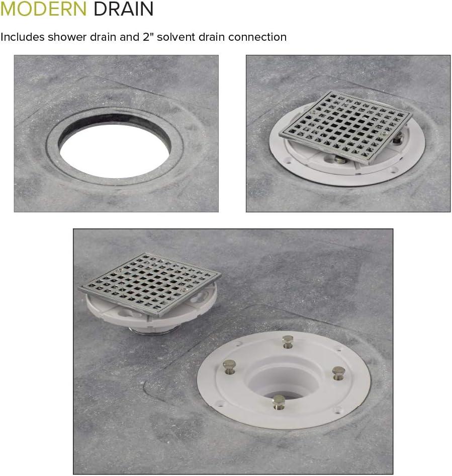 Transolid FTT6032R Ready to Tile 60-in L x 32-in W Shower Base with Right Hand Drain in Dark Grey