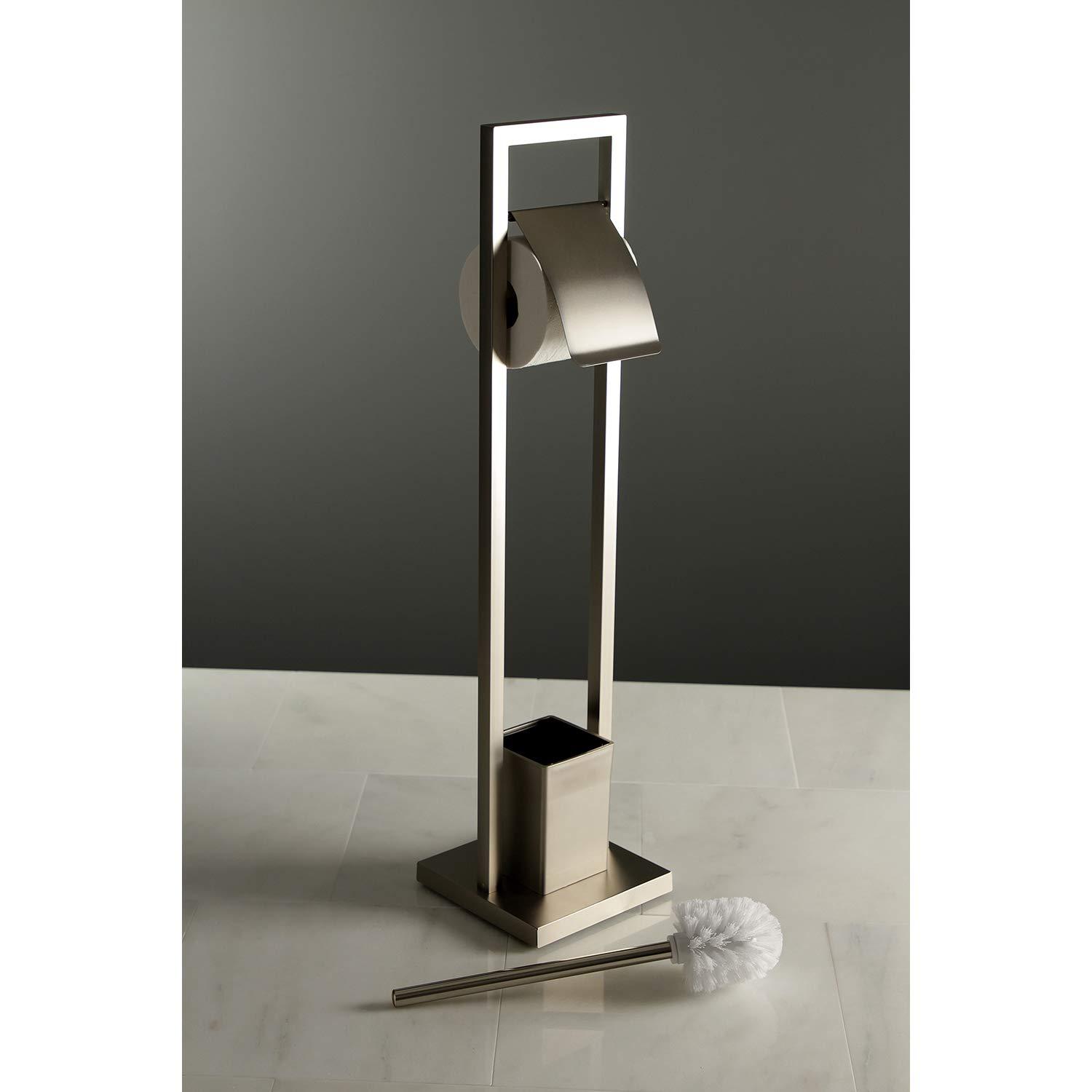 Kingston Brass SCC8348 Modern Pedestal Toilet Paper Holder with Toilet Brush Holder - Brushed Nickel
