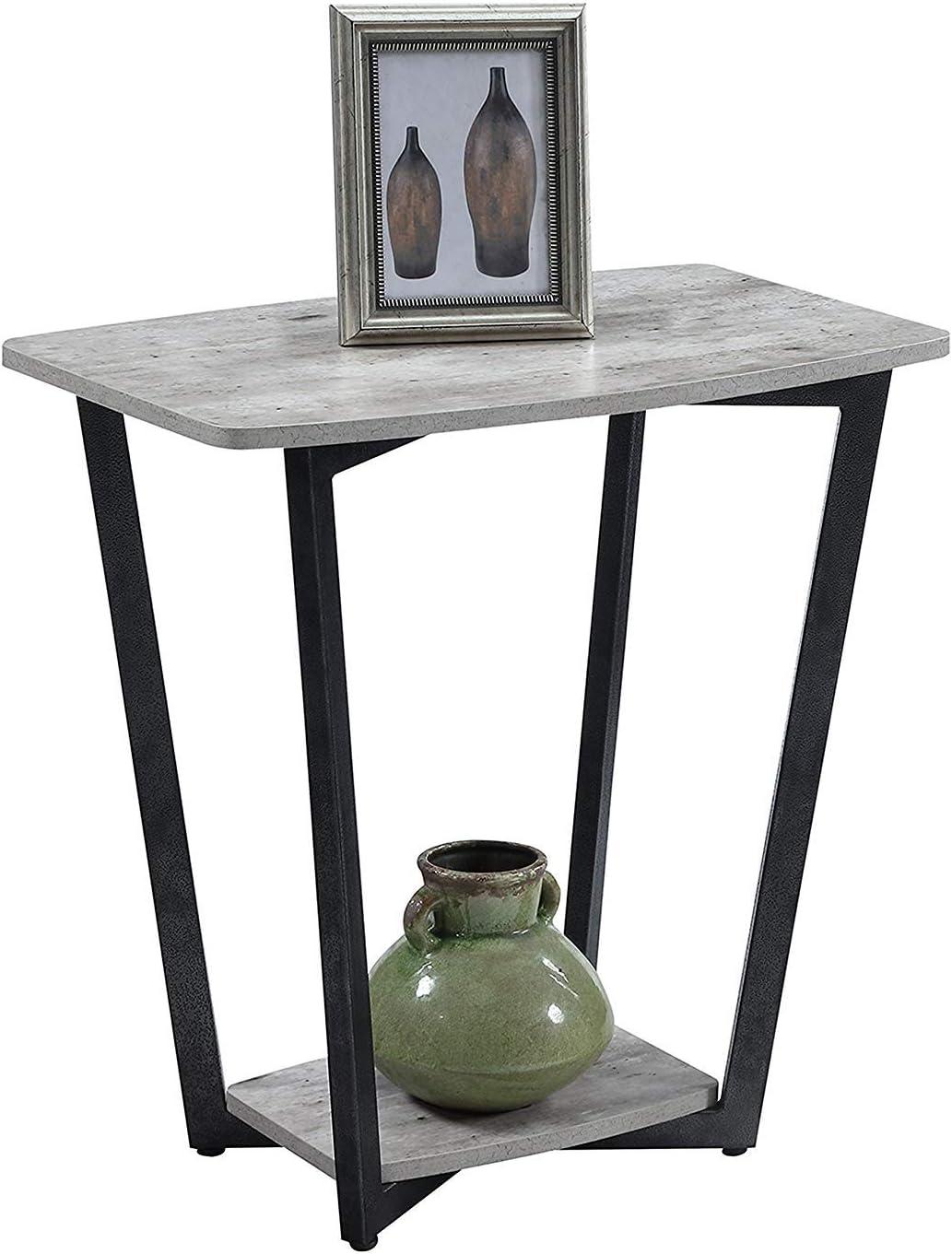 Convenience Concepts Graystone End Table with Shelf, Faux Birch/Slate Gray Frame