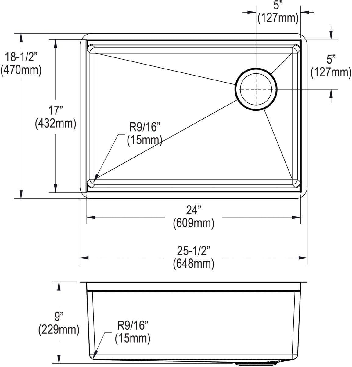 Crosstown 26" L x 19" W Undermount Kitchen Sink with Sink Grid
