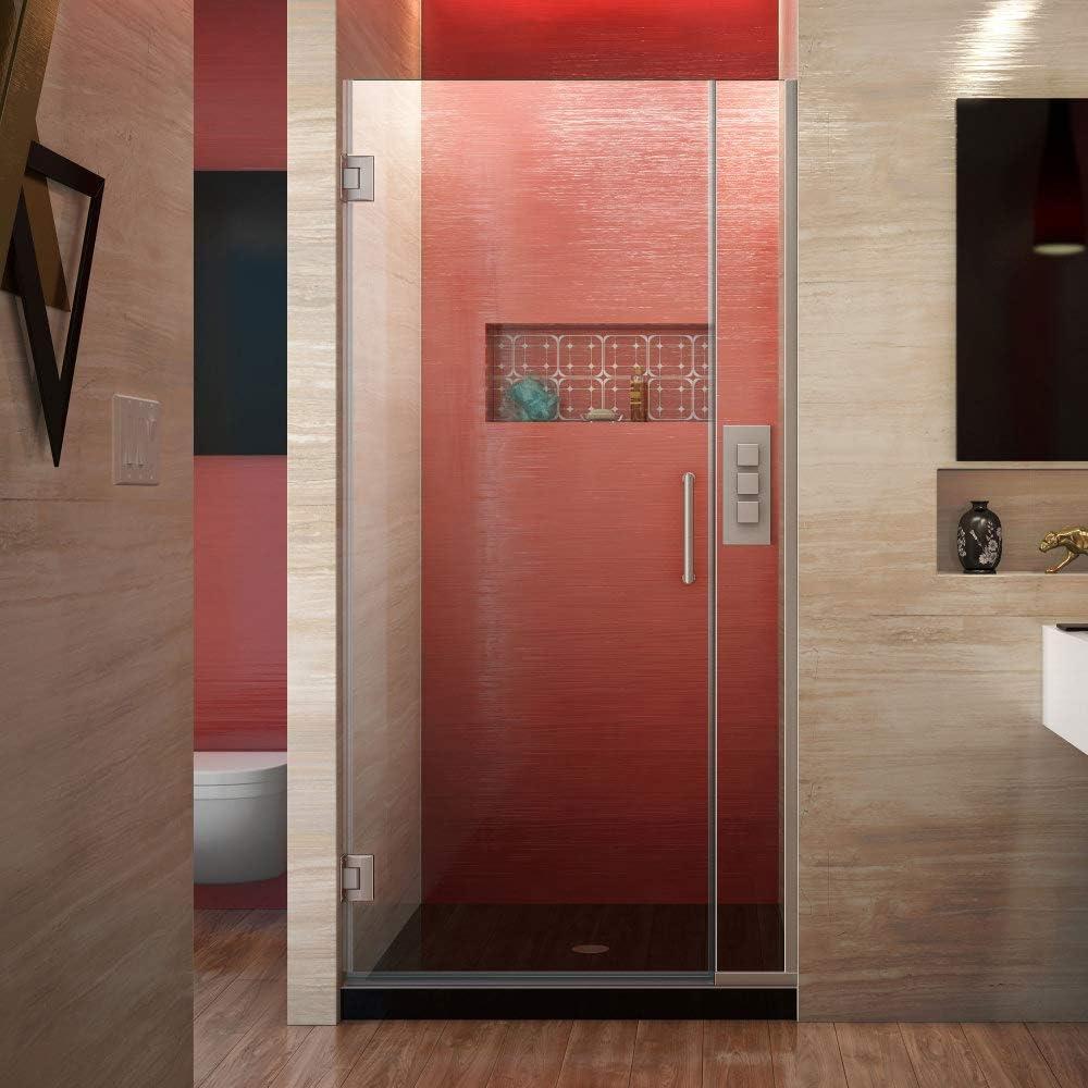 Unidoor Plus 37" Frameless Clear Glass Hinged Shower Door