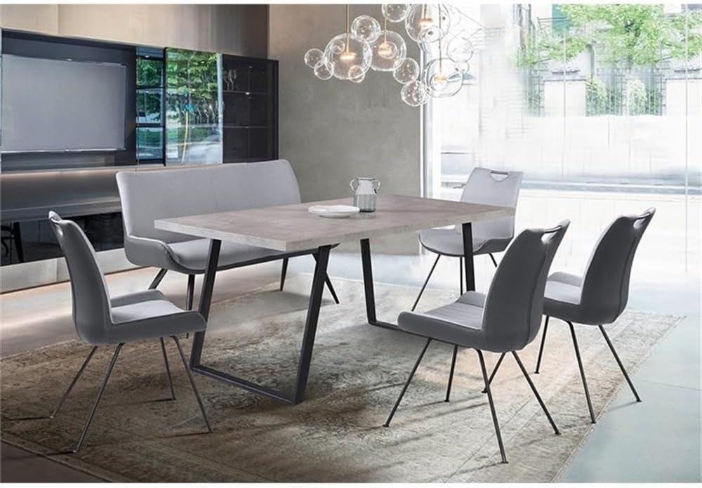 Armen Living Coronado Wood & Metal Dining Table in Cement Gray/Black