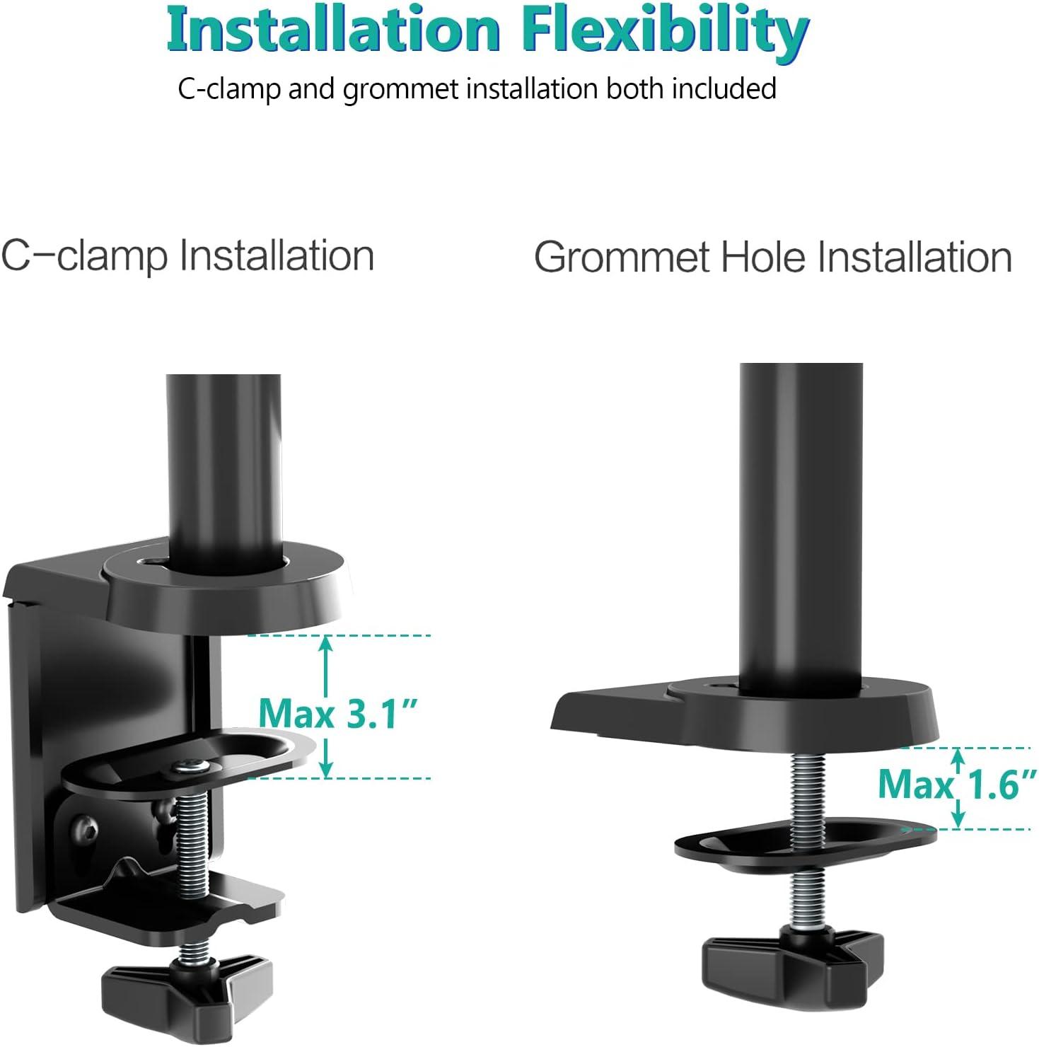 WALI Premium Dual LCD Monitor Desk Mount, Fully Adjustable Gas Spring Stand for Display up to 32 inch, GSDM002, (Black)