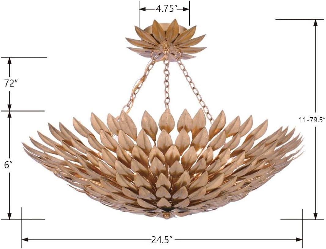 517-GA-Crystorama Iluminación-Broche - Lámpara de Araña de Seis Luces en Estilo Atemporal - Acabado Dorado Antiguo de 24,5 Pulgadas de Ancho por 11 Pulgadas de Alto