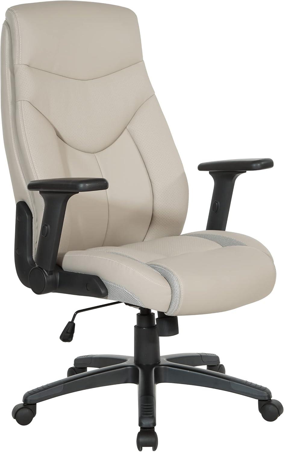 Executive High Back Taupe Gray Bonded Leather Office Chair
