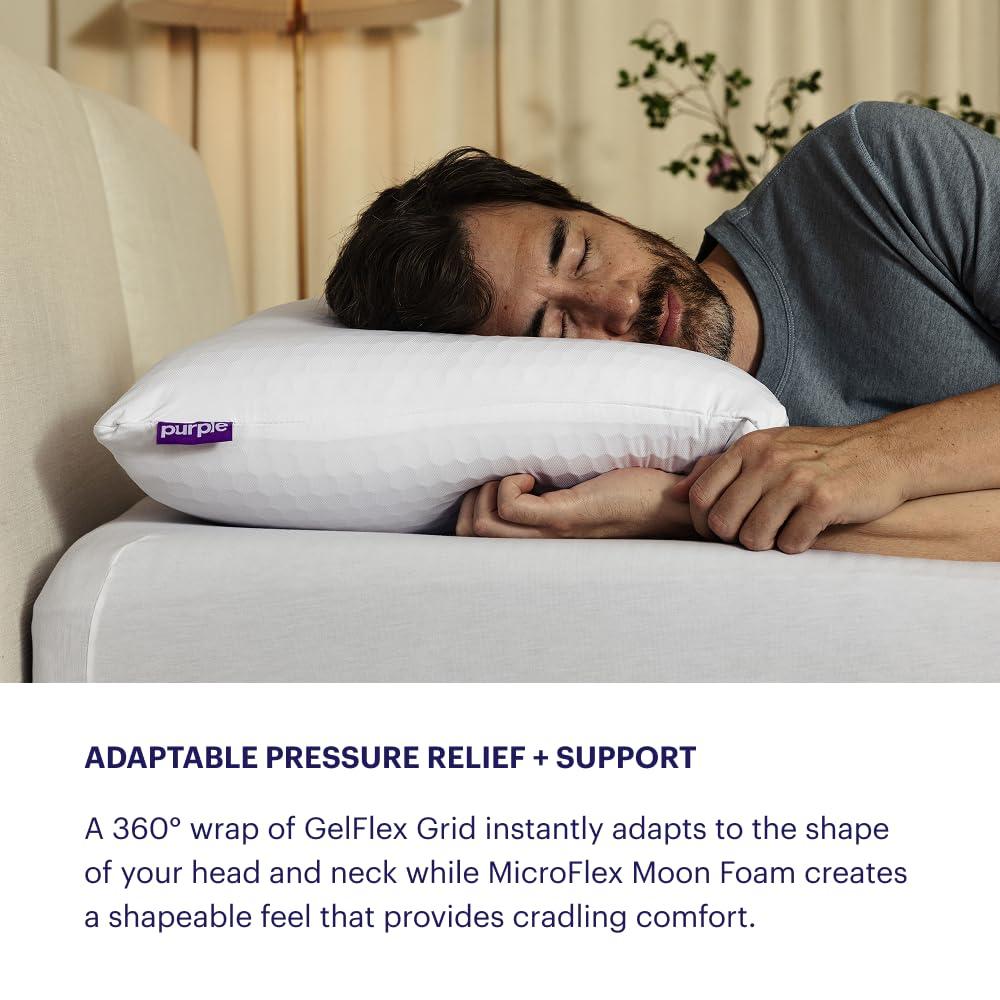 Purple Freeform Pillow - King Size, Customizable Support with GelFlex Grid & MicroFlex Moon Foam - Pressure Relief, Cooling, Extra Filling & Adjustable Height