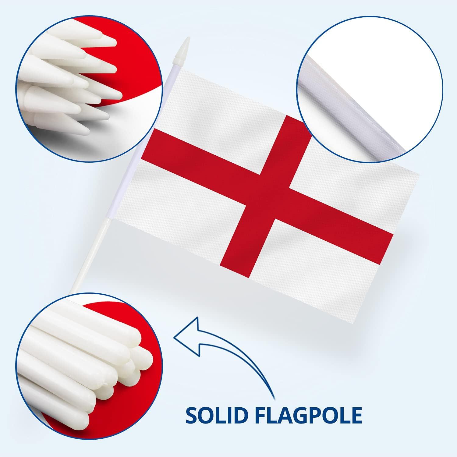 Anley England Mini Flag 12 Pack - Hand Held Small Miniature English Flags