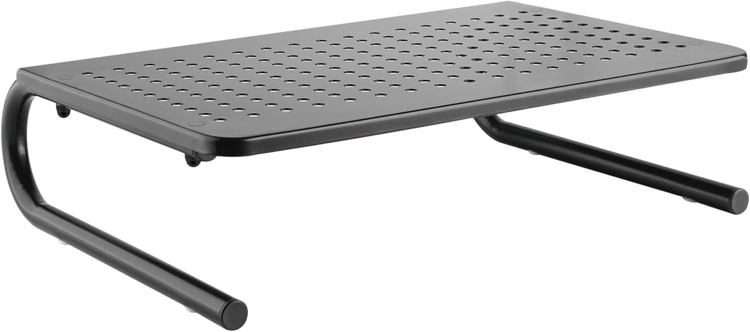 Black Steel Height-Adjustable Desktop Monitor Stand