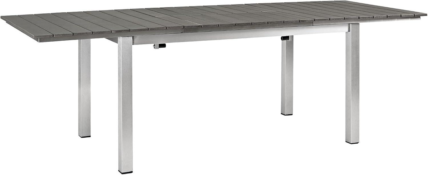 Modway Shore Outdoor Patio Aluminum Dining Table in Silver Gray