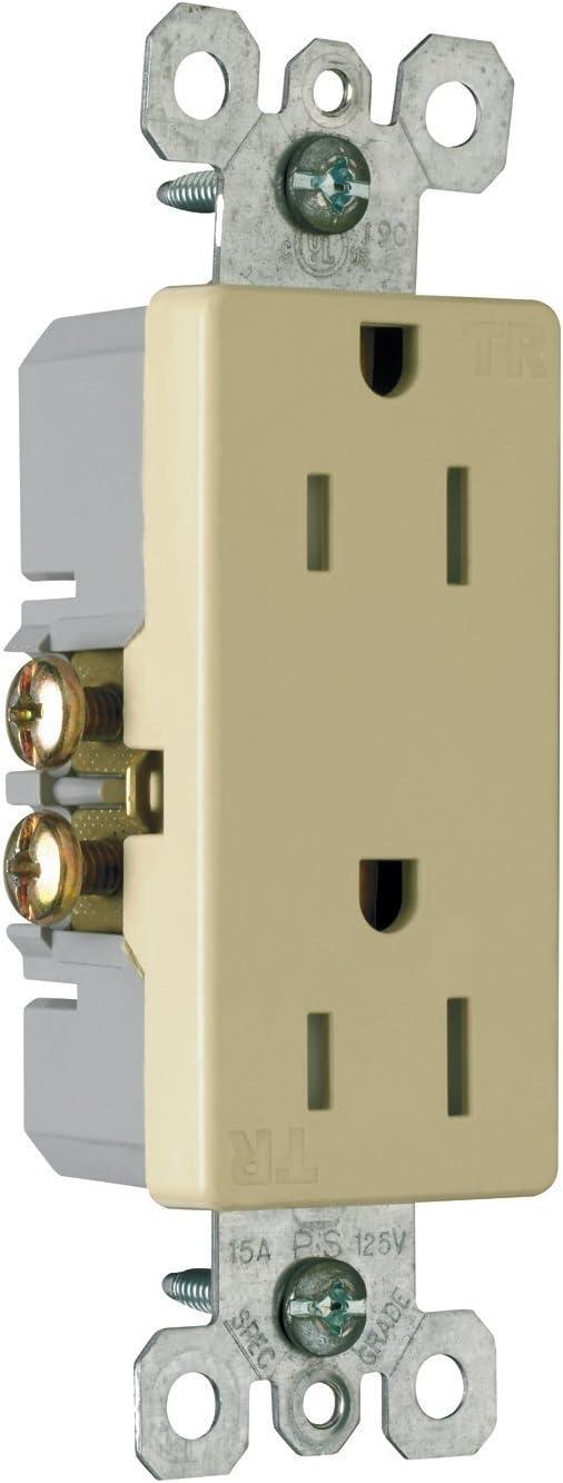 Pass & Seymour Ivory Tamper Resistant Decorator Duplex Receptacle 15A 125V