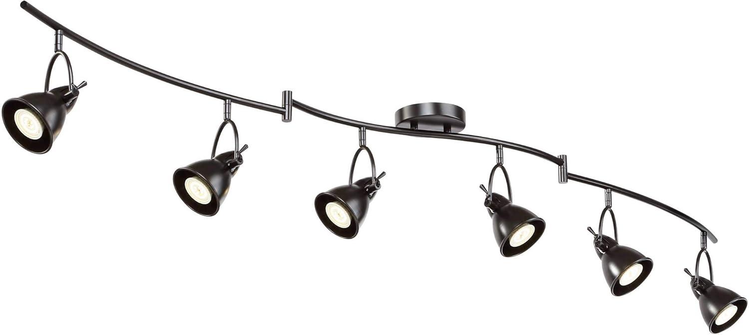 Pro Track Thorndale 6-Head LED Ceiling Track Light Fixture Kit Spot Light GU10 Brown Bronze Finish Metal Farmhouse Rustic Kitchen Bathroom 68" Wide