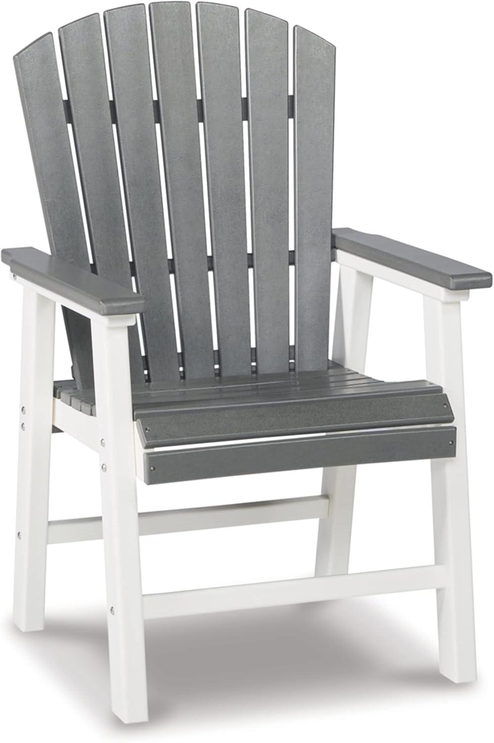 Transitional Gray HDPE Slatted Outdoor Dining Armchair