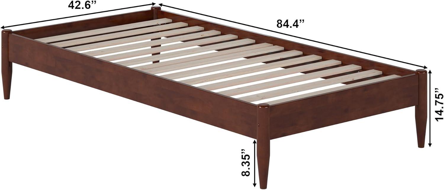 AFI Pasadena 14" Walnut Solid Wood Platform Bed, Twin XL