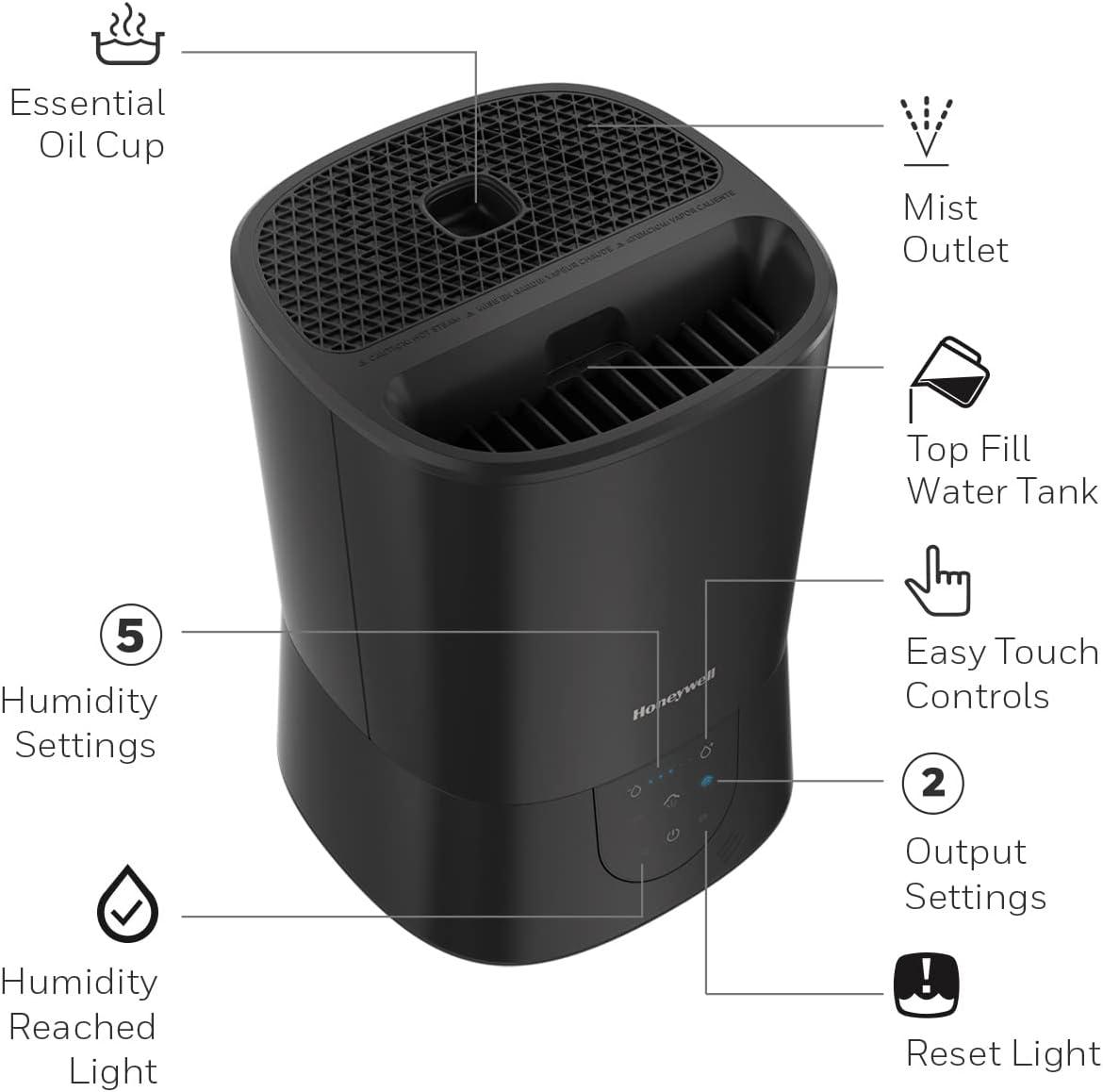 BEACHWATER POOL & SPA, LLC Easy-To-Care Filter Free Warm Mist Humidifier, Medium Rooms, 1.5 Gallon Tank – Humidistat For Bedroom, Home Or Office