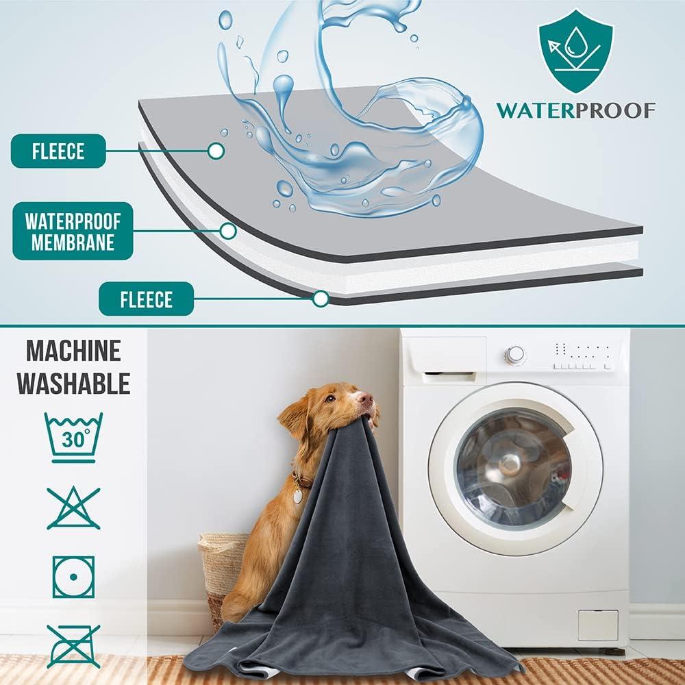 PetAmi Waterproof Dog Blanket, Pet Cat Puppy Couch Cover Protection, Fleece Washable Reversible Soft Plush Throw