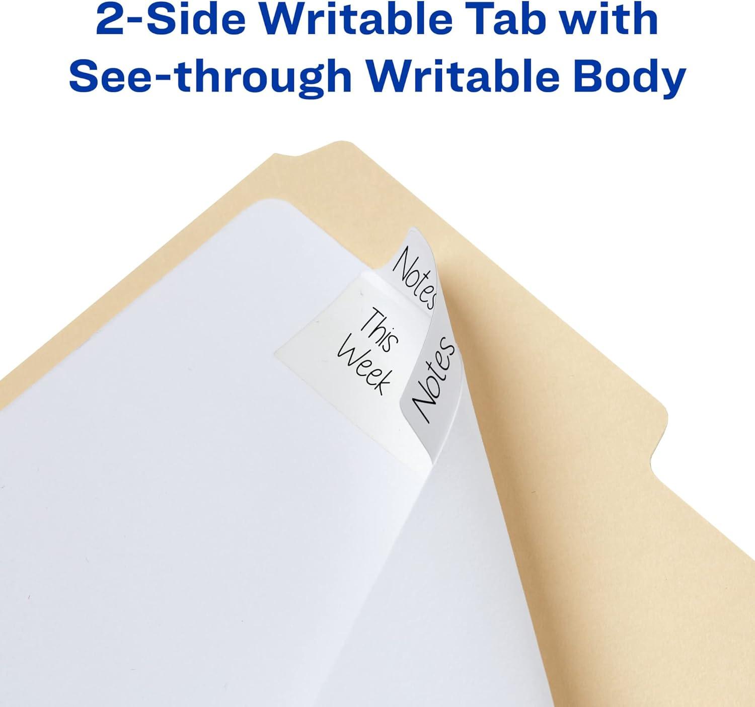 Avery Ultra Tabs Repositionable Tabs, Wide and Slim: 3" x 1.5", 1/3-Cut, White, 24/Pack