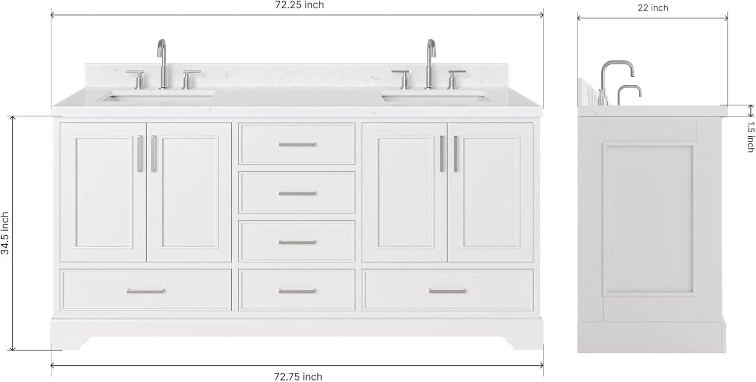 Stafford 72.25'' Double Bathroom Vanity with Carrara Marble Top