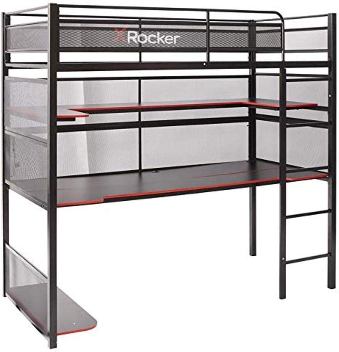 Loft Twin Upholstered Gaming Bunk Bed with Metal Frame and Drawer