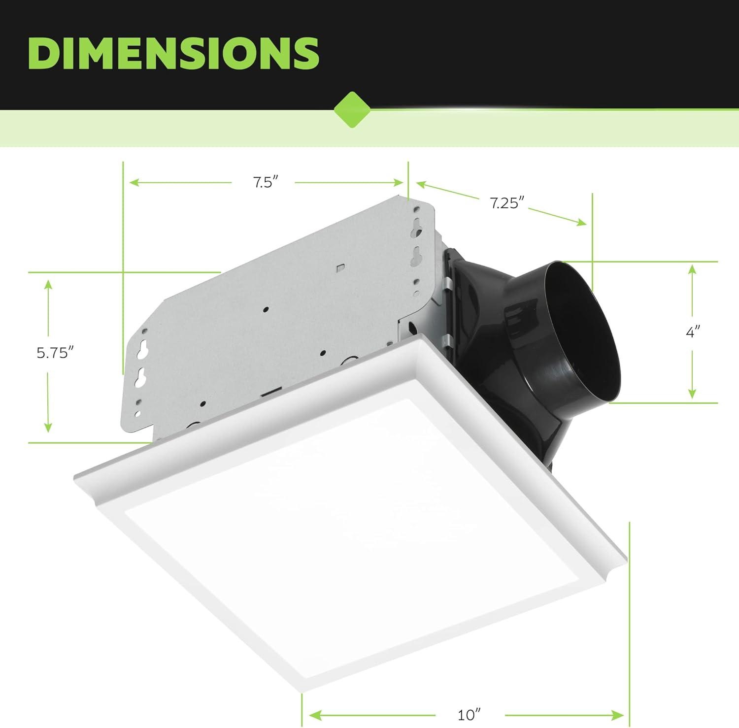 New Homewerks 110 CFM 2 Sones Bathroom Ventilation Exhaust Fan with Dimmable LED Light