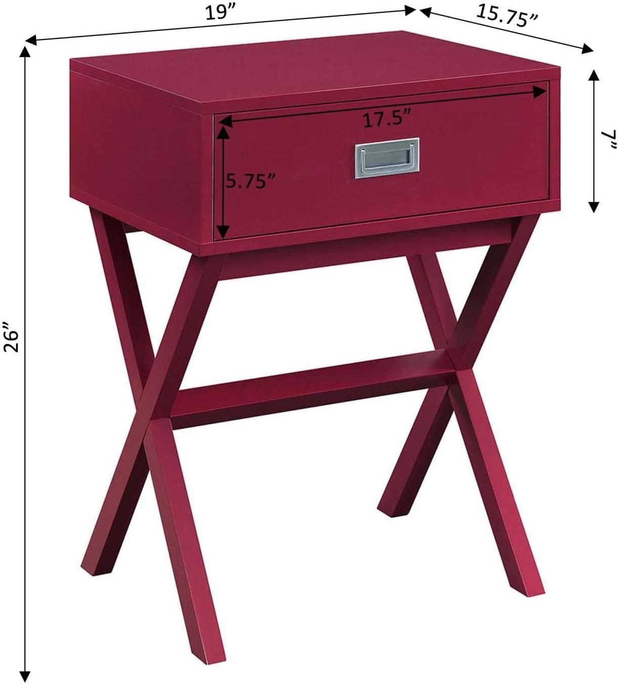 Convenience Concepts Designs2Go Landon 1 Drawer End Table, Cranberry Red