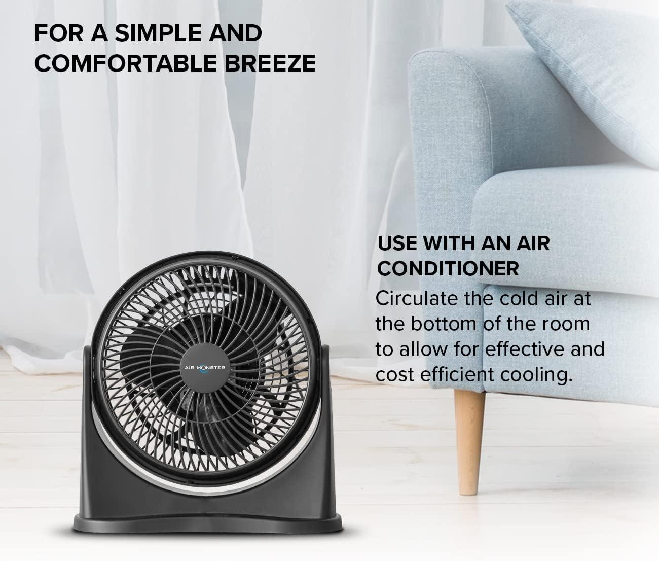 Air Monster 15655 High Velocity 3 Speed 8 Inch Adjustable Tilt Desk Fan