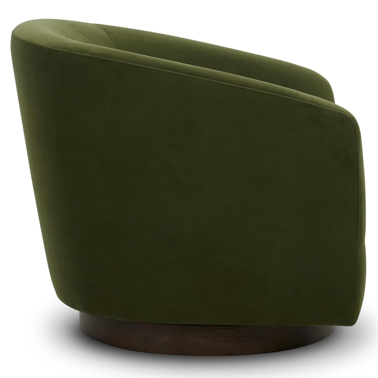 CHITA Swivel Accent Chair Velvet, Round Barrel Arm Chair Living Room, Forest Green