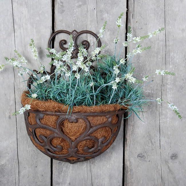 The Lakeside Collection Victorian Half-Round Wall Planter with Liner