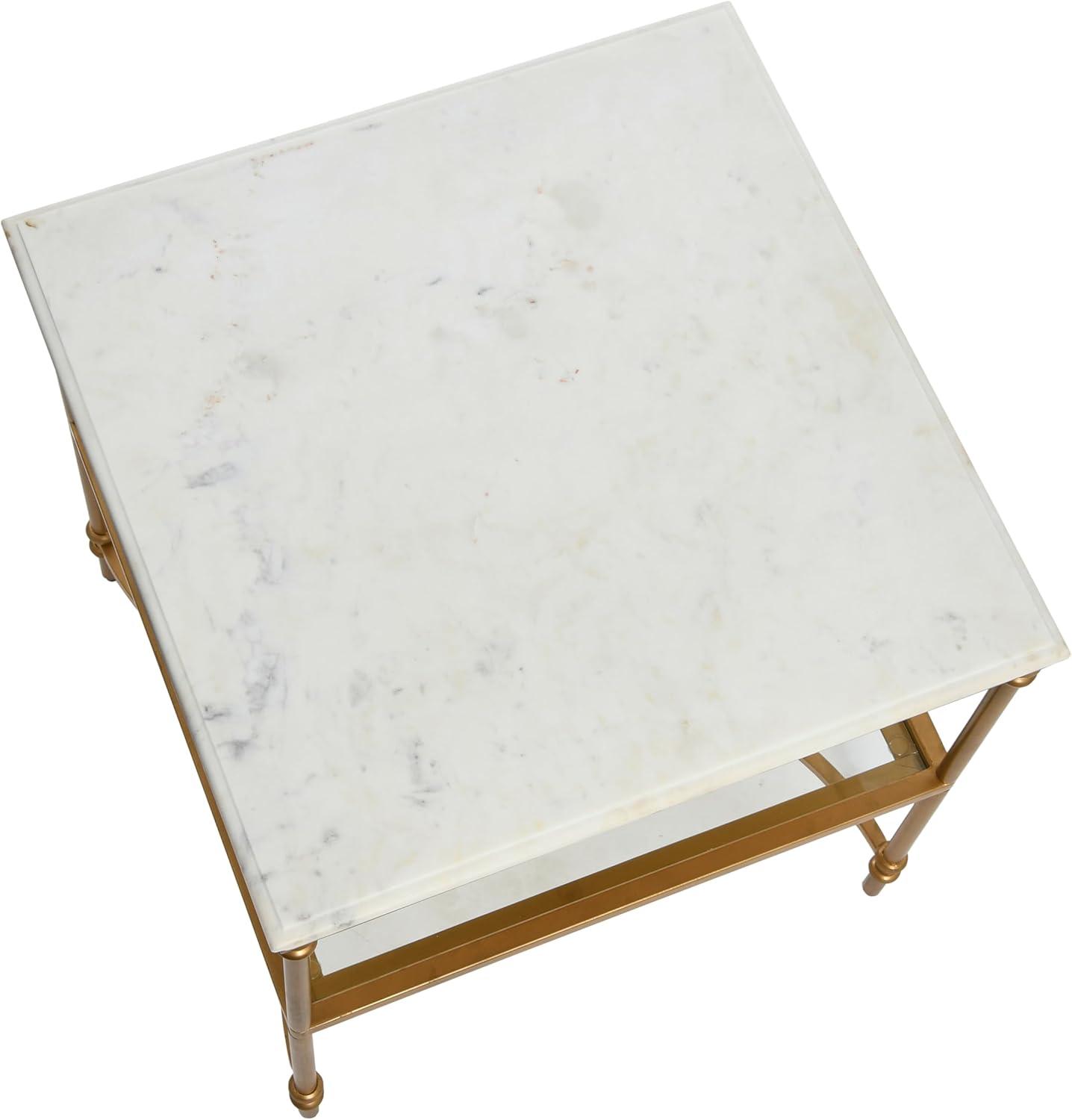 Creative Co-Op Libertine Genuine Marble and Metal Coffee Table, Gold Finish