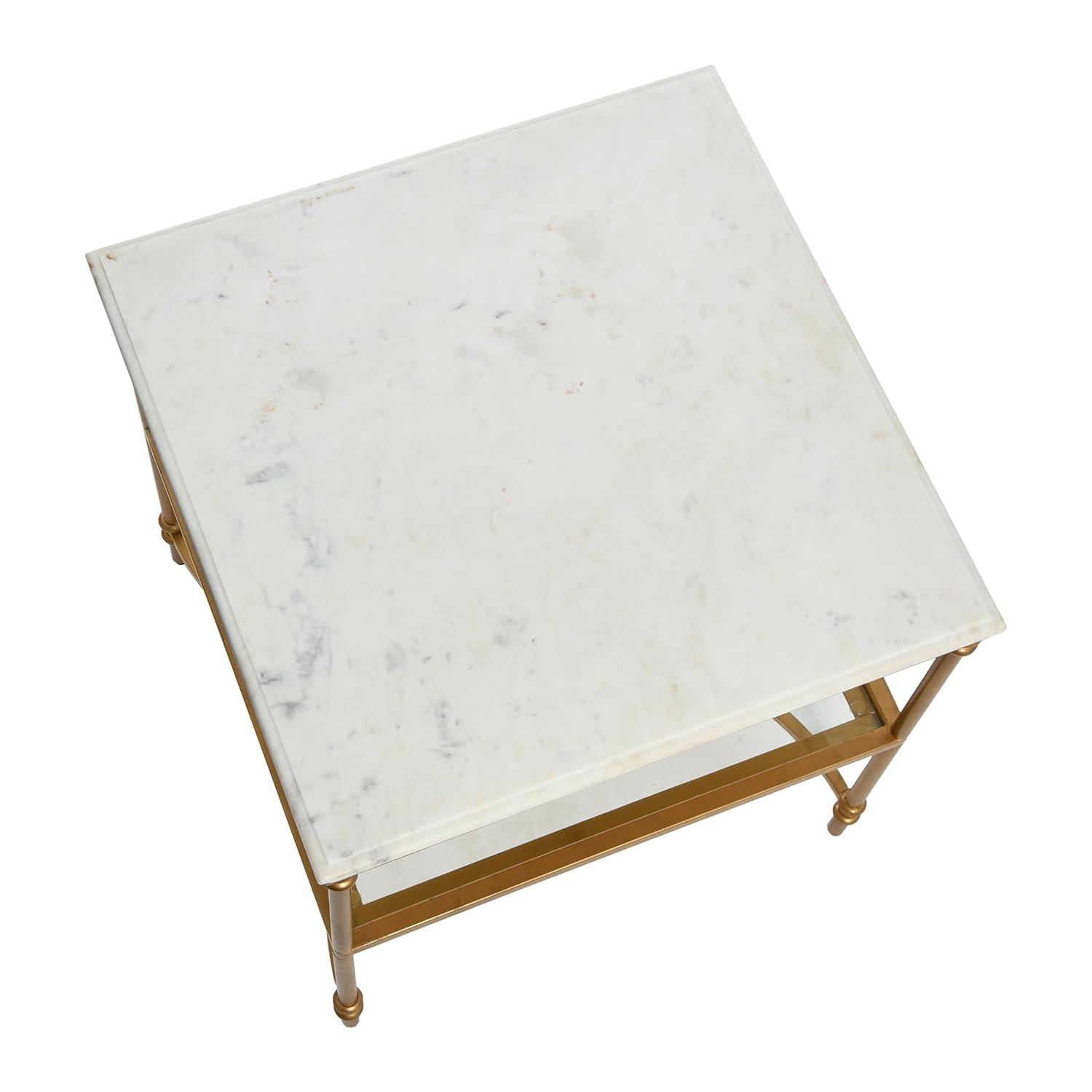Creative Co-Op Libertine Genuine Marble and Metal Coffee Table, Gold Finish