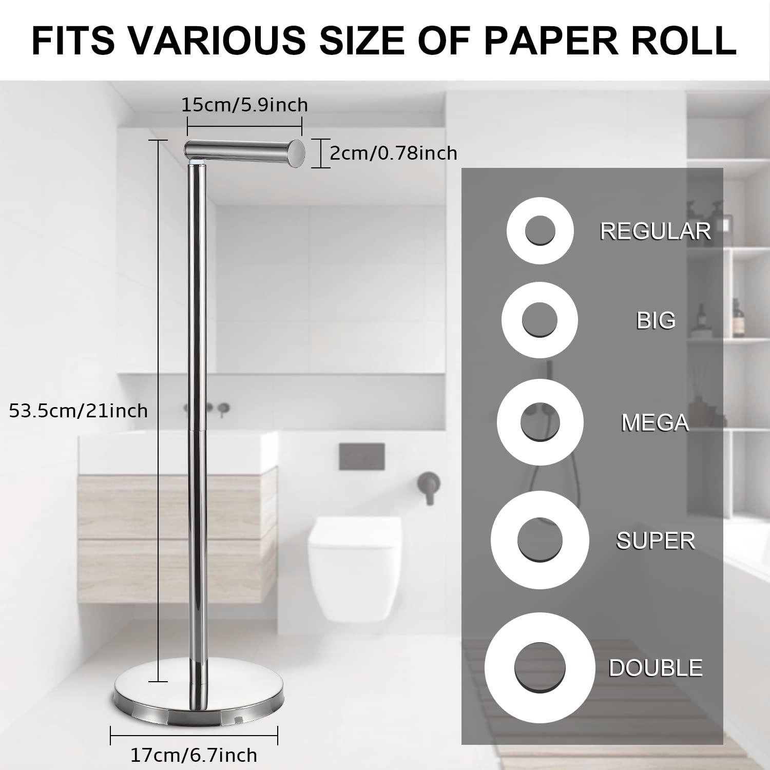 BGL Freestanding Toilet Paper Holder - Brushed Nickel, Reserve Storage for Paper Rolls