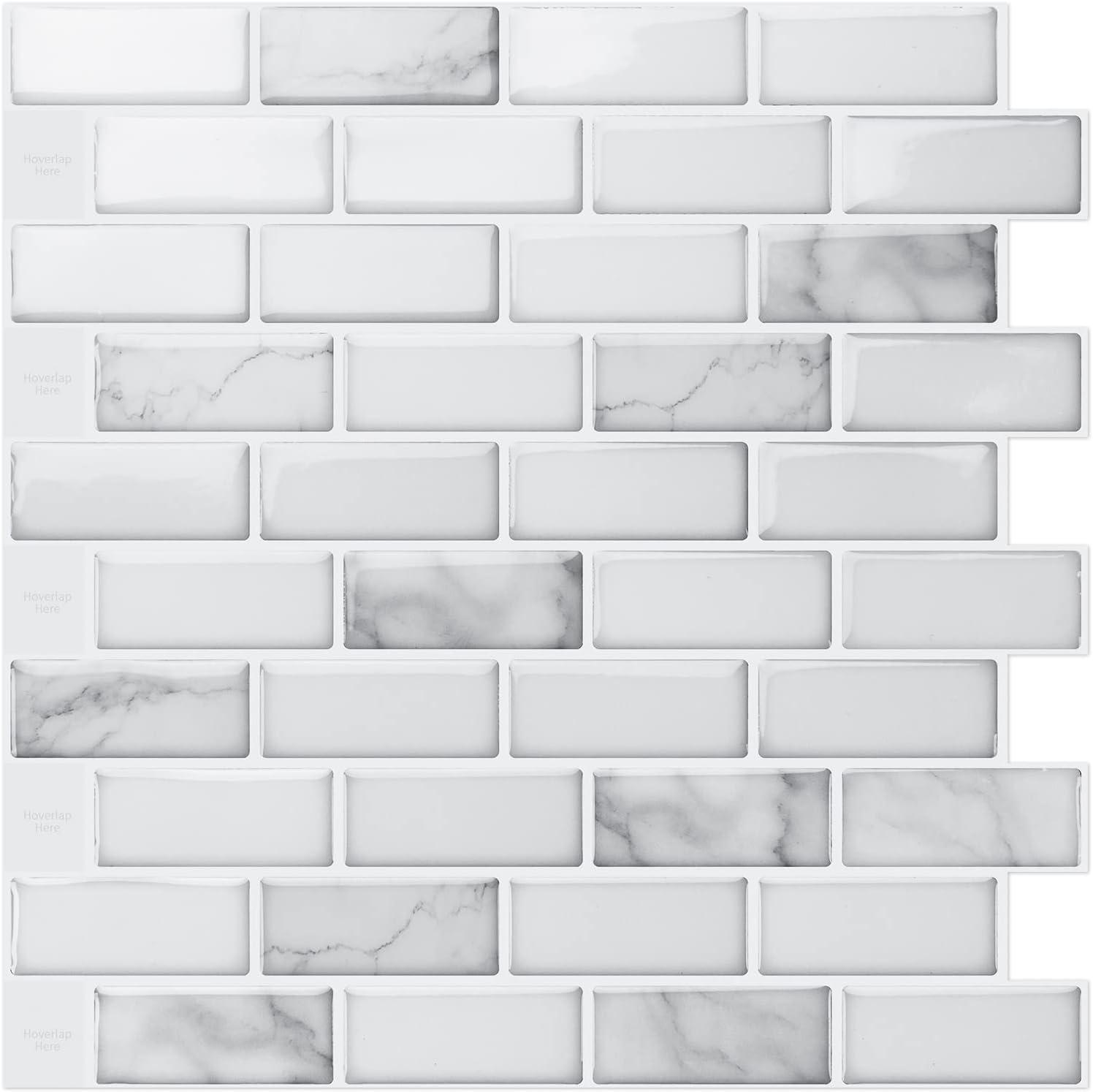 12'' W x 12'' L Vinyl Peel and Stick Subway Tile