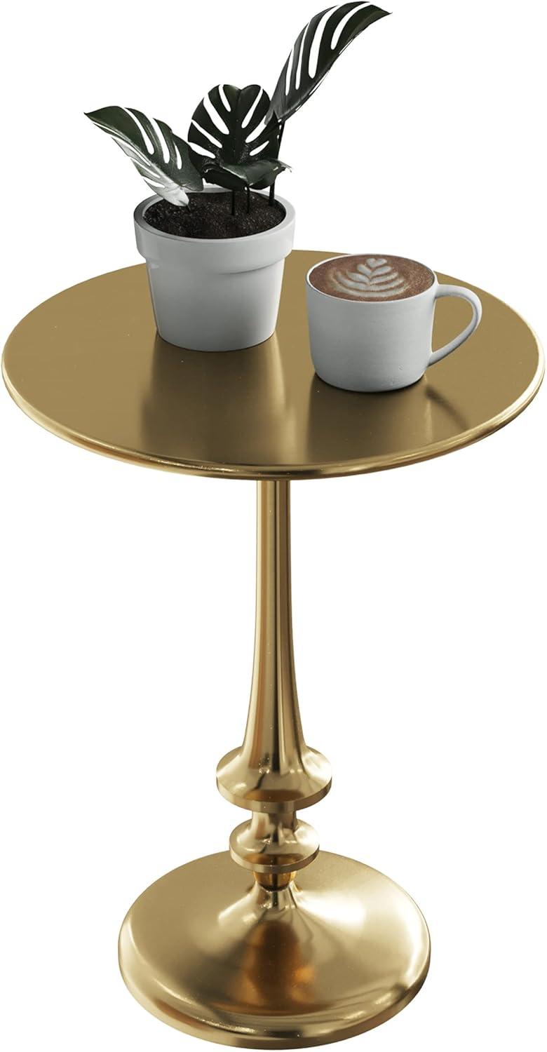 Side Table - Iron Pedestal Table with Antiqued Brass Finish for Couch, Loveseat, Entryway, or Bed - Vintage Living Room Furniture by Lavish Home