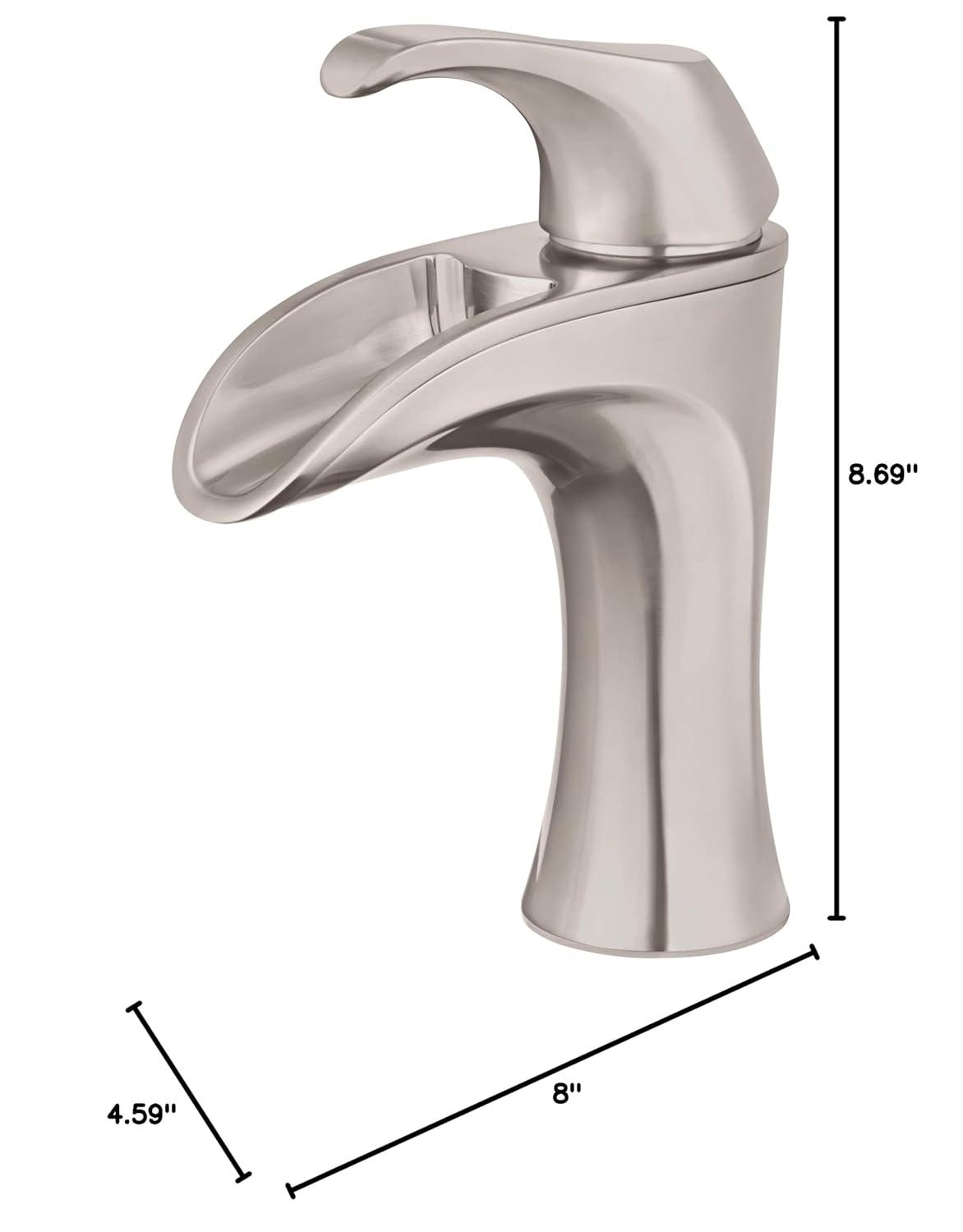 Pfister Brea Bathroom Sink Faucet, Single Control, 1-Handle, Single Hole, Brushed Nickel Finish, LF042BRKK