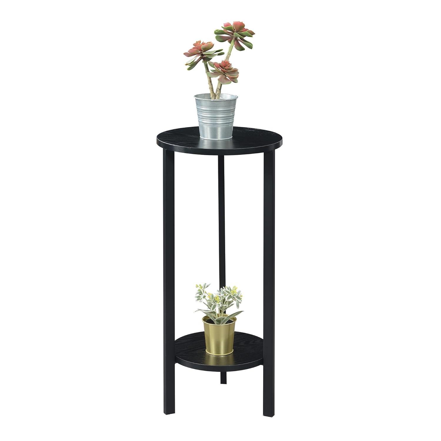 Convenience Concepts Graystone 31-inch 2 Tier Plant Stand, Black/Black