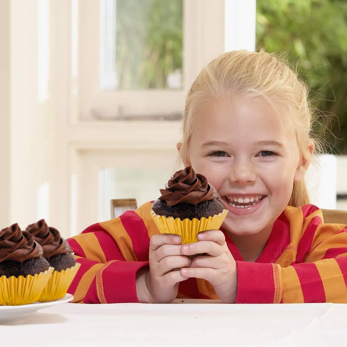 1000 PCS Cupcake Liners 1.25 inches Mini Foil Baking Cups Wrapper Muffin Cases Gold and Silver Tulip Paper Cups for Baby Shower, Birthday Party, Weddings Decorations (Silver,Gold)