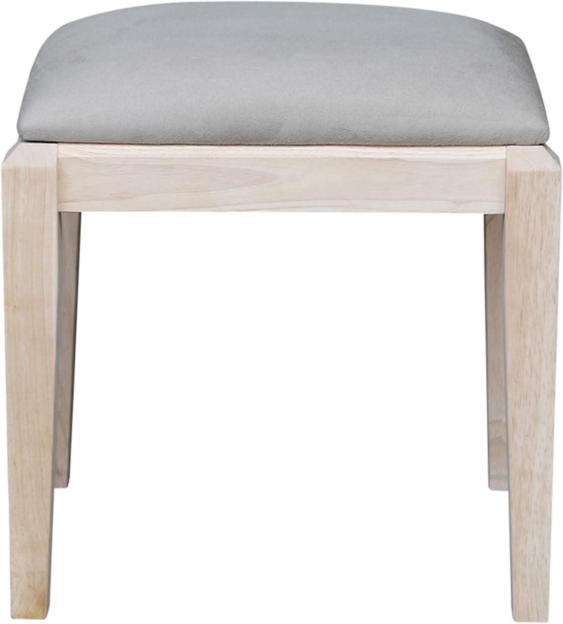 Eco-Friendly Unfinished Parawood Vanity Bench with Microfiber Seat