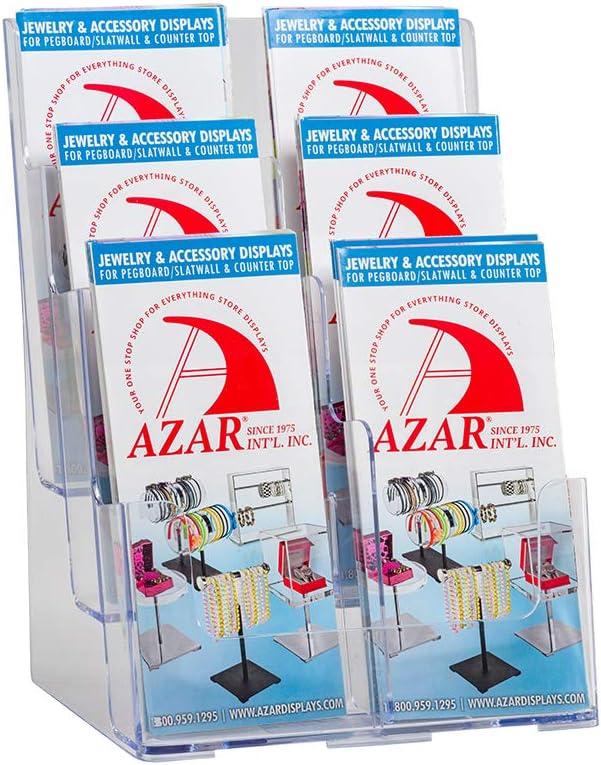 Azar Displays Three-Tier Six-Pocket Trifold Brochure Holder (Removable Divider)