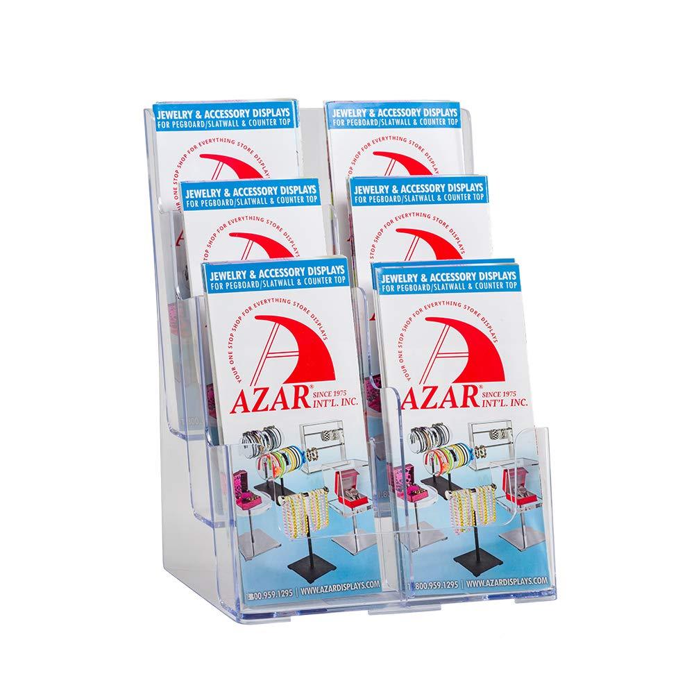 Azar Displays Three-Tier Six-Pocket Trifold Brochure Holder (Removable Divider)