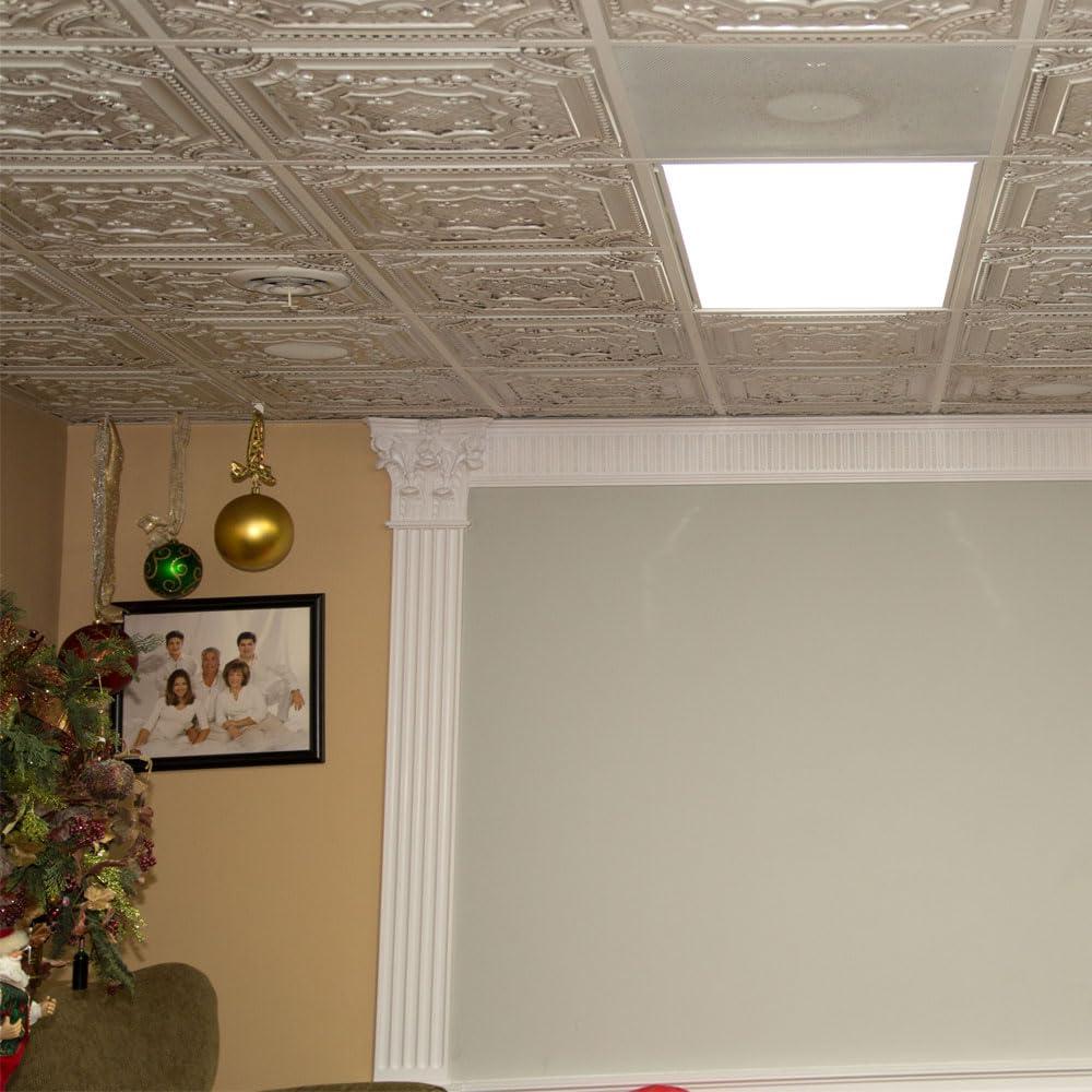 FromPlainToBeautifulInHours Elizabethan Shield 2 Ft. X 2 Ft. Drop-In Or Glue-Up PVC Ceiling Tile (Set of 25)