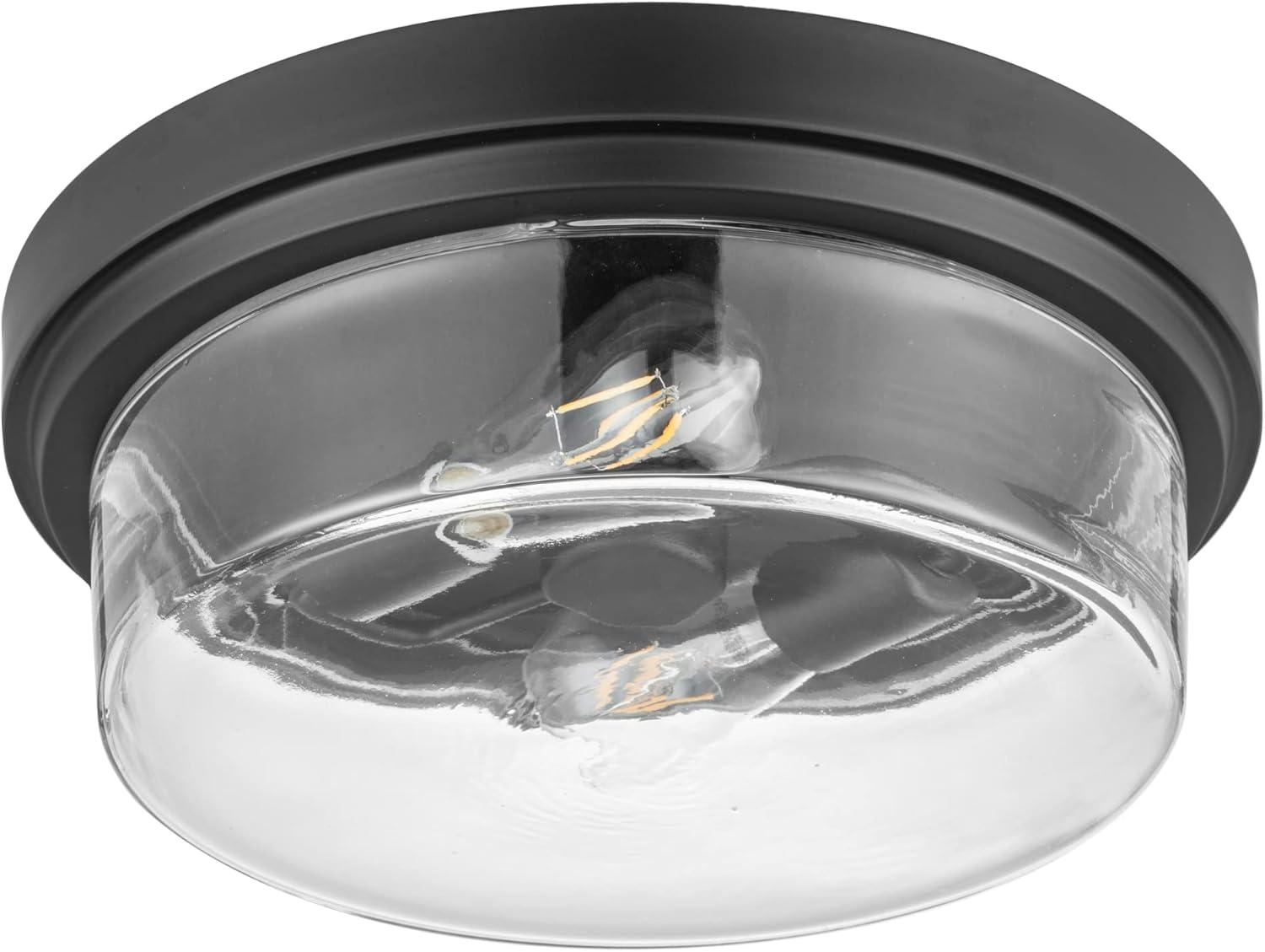 Prominence Home Madelyn 13" Bronze Flush Mount Indoor/Outdoor Light with Square Clear Glass Shade