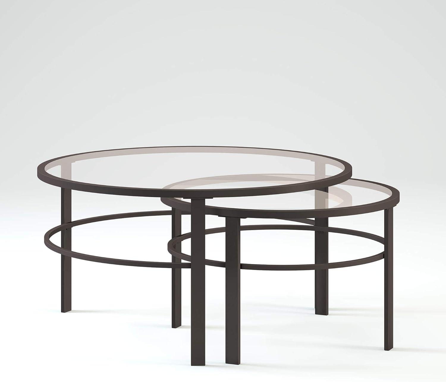 Evelyn&Zoe Gaia Round Nested Coffee Table, Blackened Bronze