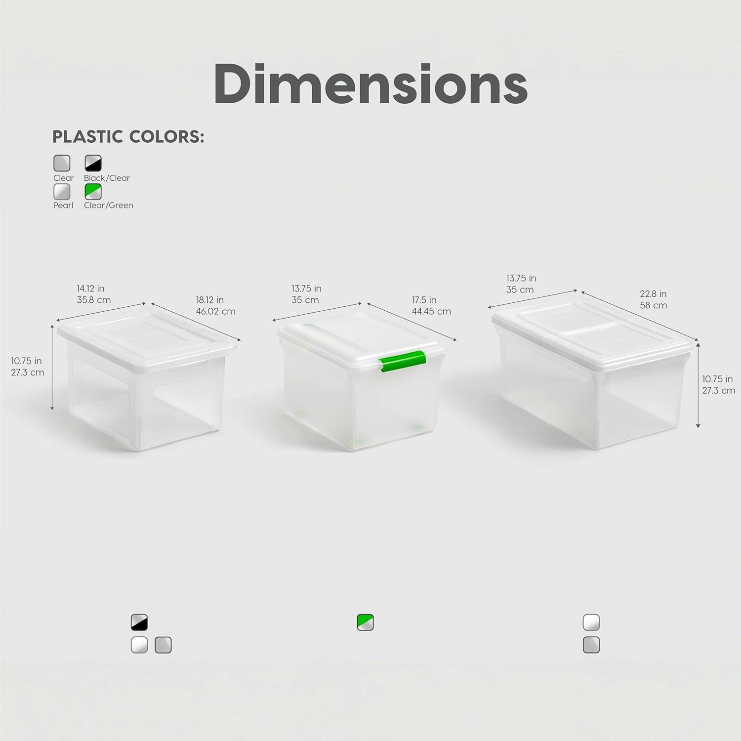 IRIS USA 35 Qt. 4Pack File Box File Organizer Plastic File Box for Letter/Legal File, BPA-Free Plastic Storage Bin Tote Organizer with Durable, Pearl