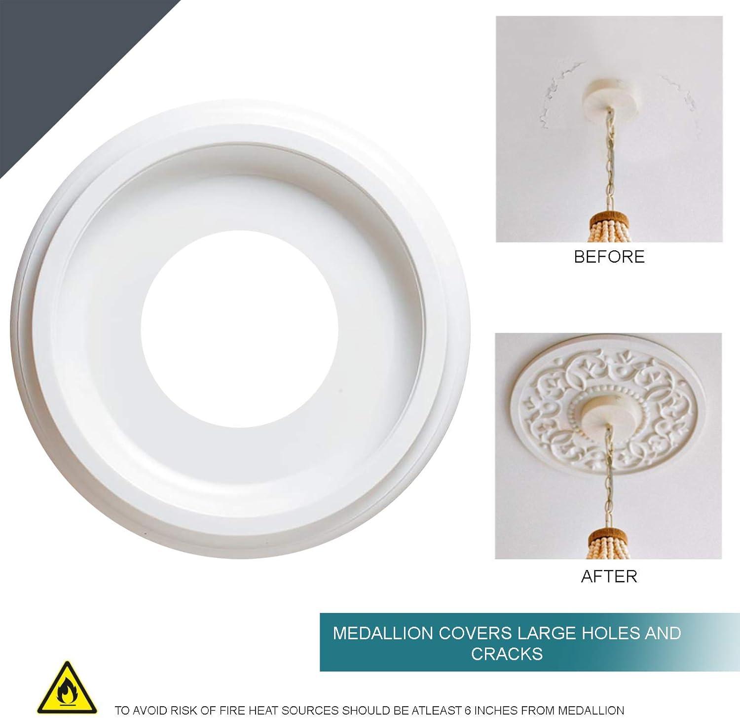 9.75-Inch Smooth White Plastic Ceiling Medallion Set