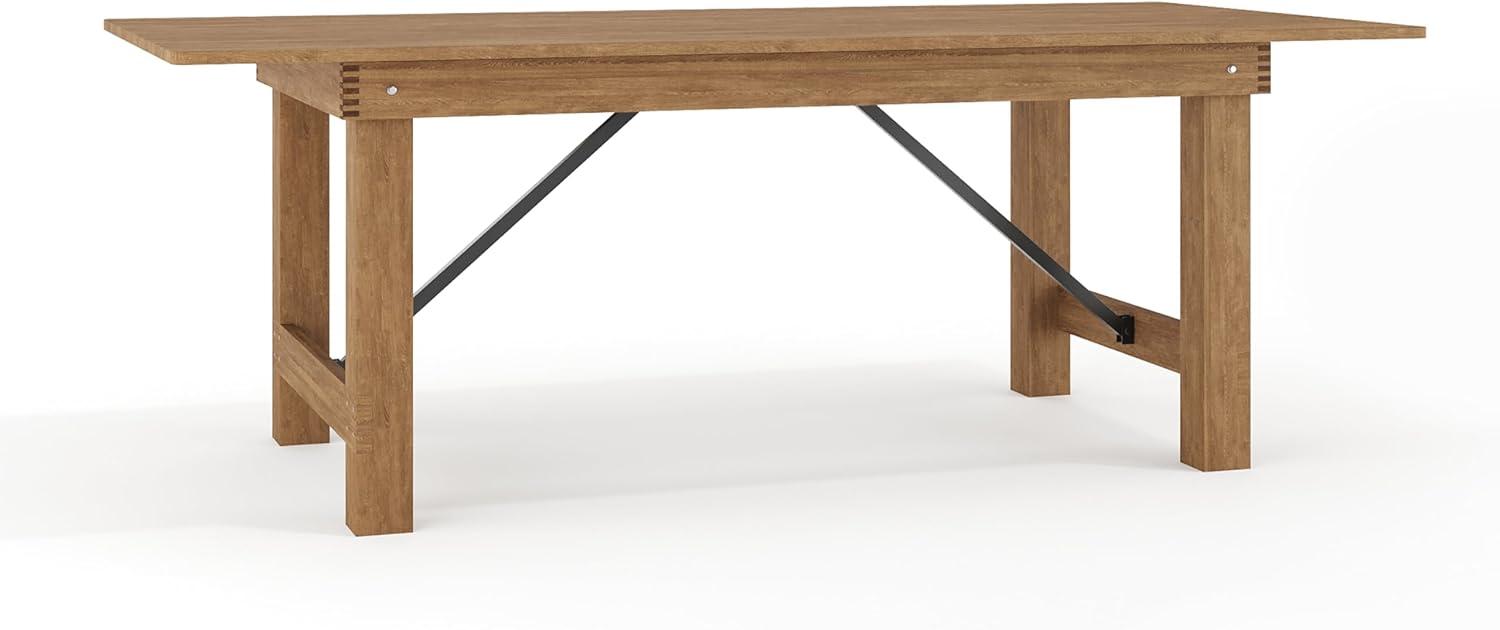 7' x 40'' Rectangular Solid Pine Folding Farm Dining Table in Light Natural Finish