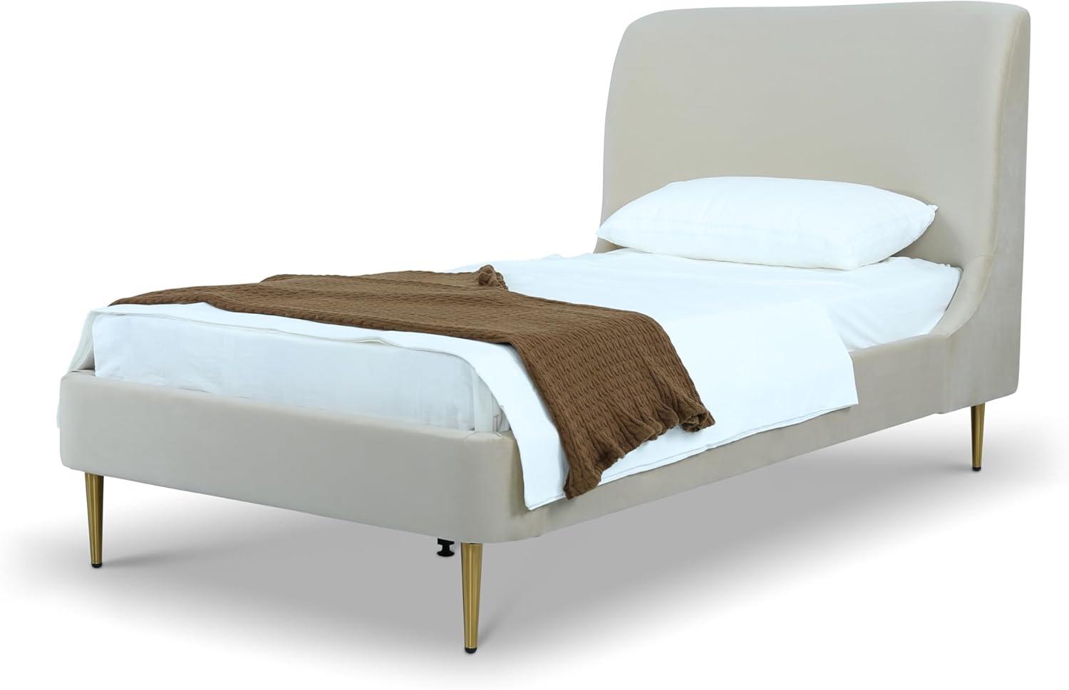 Twin Heather Velvet Upholstered Bed - Manhattan Comfort